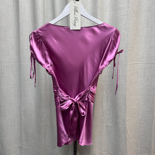 Express Design Studio Orchid Pink V-Neck Tie Blouse