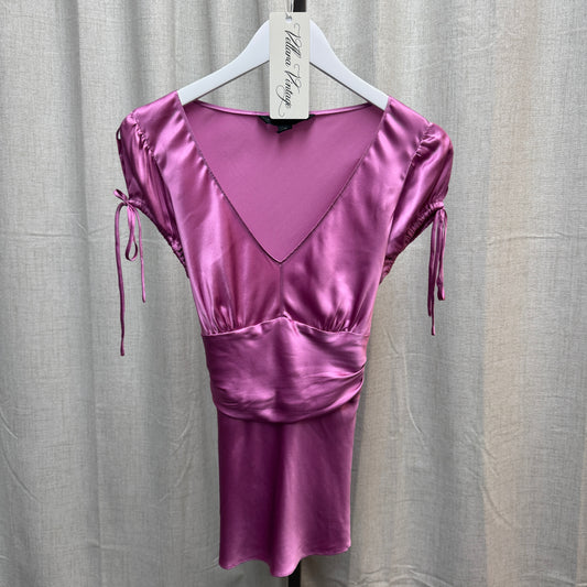 Express Design Studio Orchid Pink V-Neck Tie Blouse