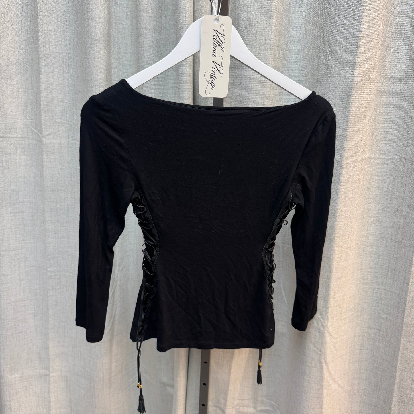 Roberto Cavalli Side Lace-Up 3/4 Sleeve Top