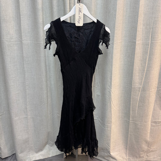 Black Crinkled Layered Witchy Dress
