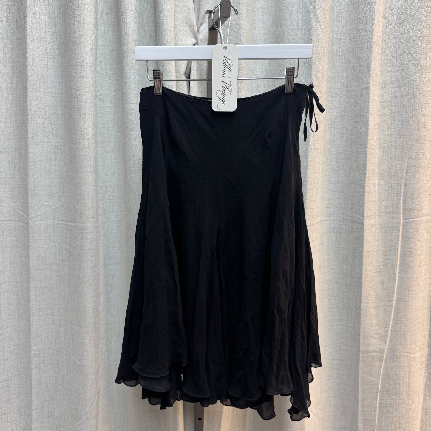 Nine West Black Silk Midi Skirt
