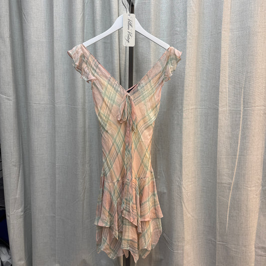Ralph Lauren NWT Silk Pink Plaid Midi Dress