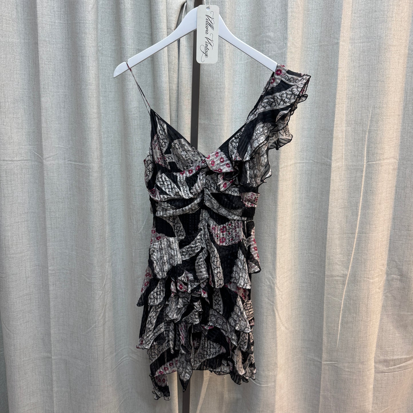 Isabel Marant Silk Asymmetrical Ruffle Midi Dress