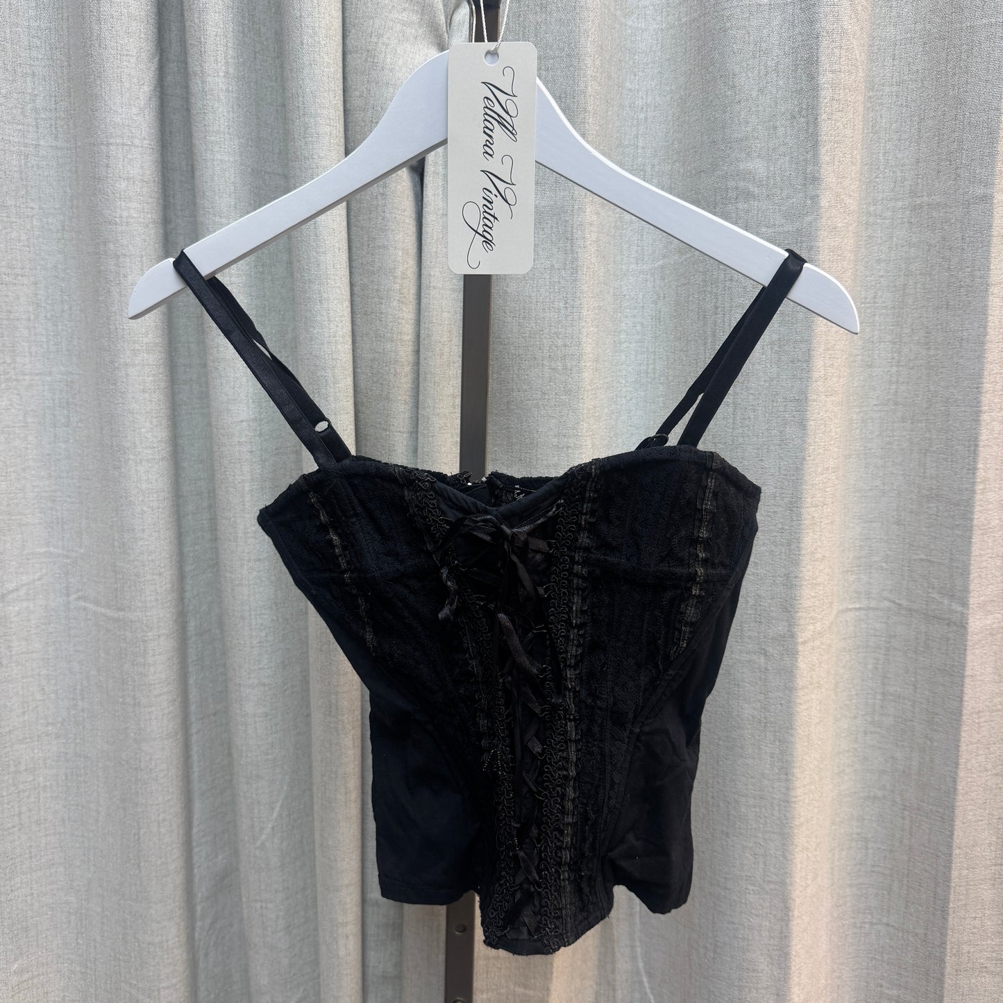 Black Lace-Up Corset-Style Tank Top