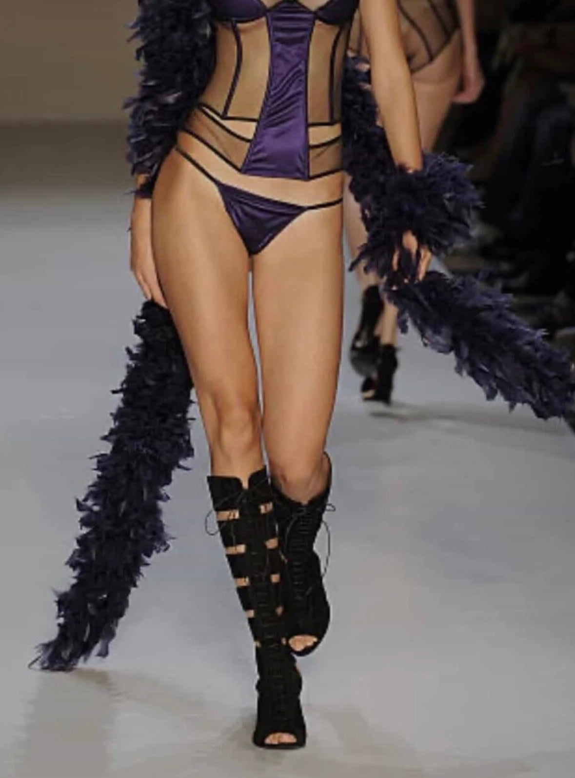 La Perla 2009 Black Suede Gladiator Cut-Out Boots