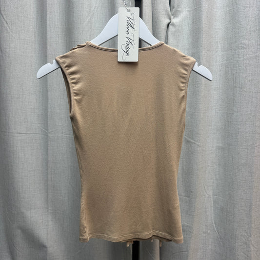 Beige Fringe Ruffle Tank Top