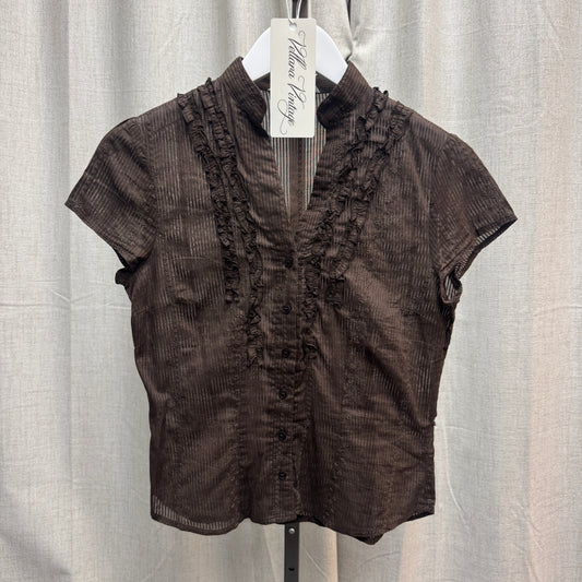 Xanaka Brown Sheer Pinstripe Button-Down Blouse