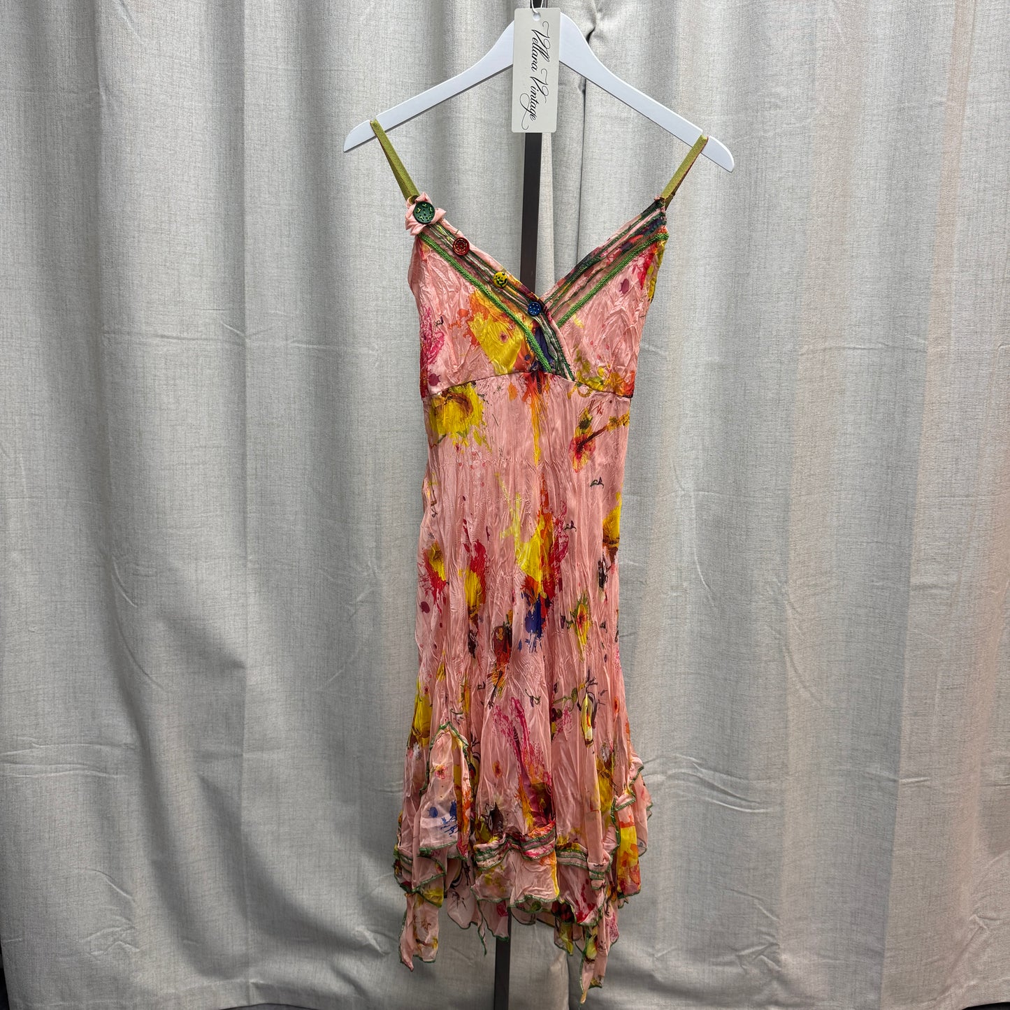 Pink Abstract Watercolor Midi Dress