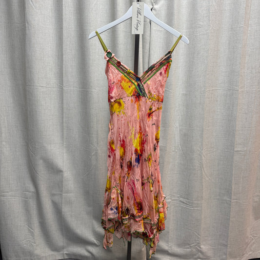 Pink Abstract Watercolor Midi Dress
