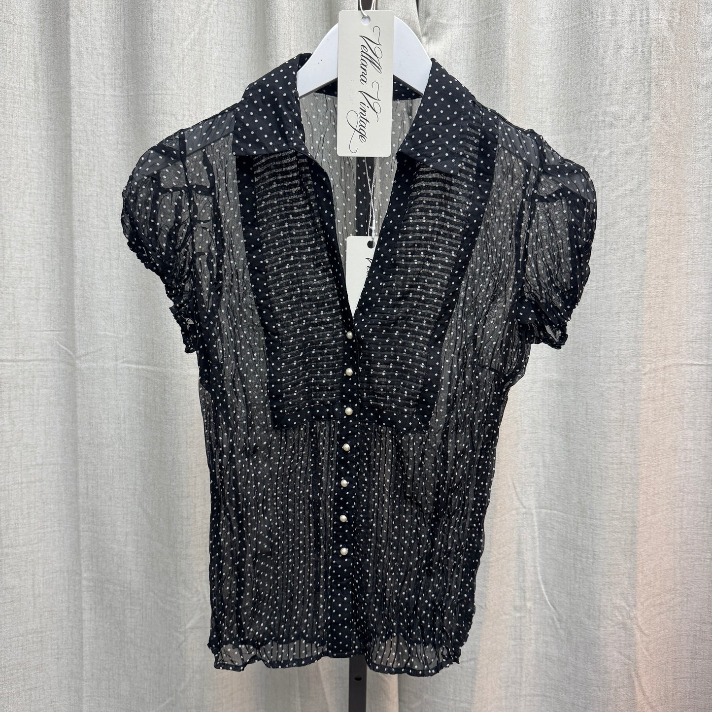 NAFNAF Sheer Polka Dot Short Sleeve Top
