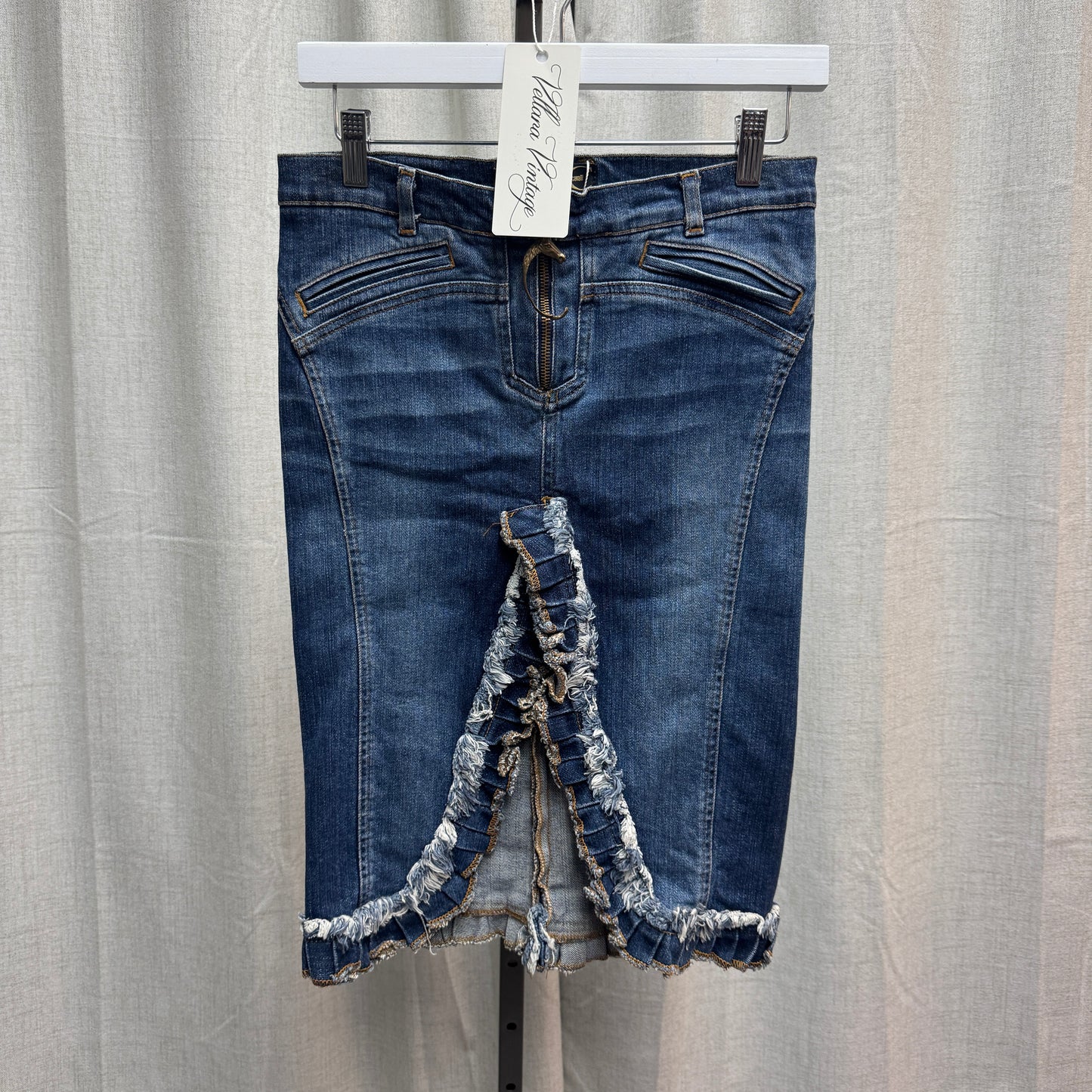 Just Cavalli Denim Horse Charm Midi Skirt