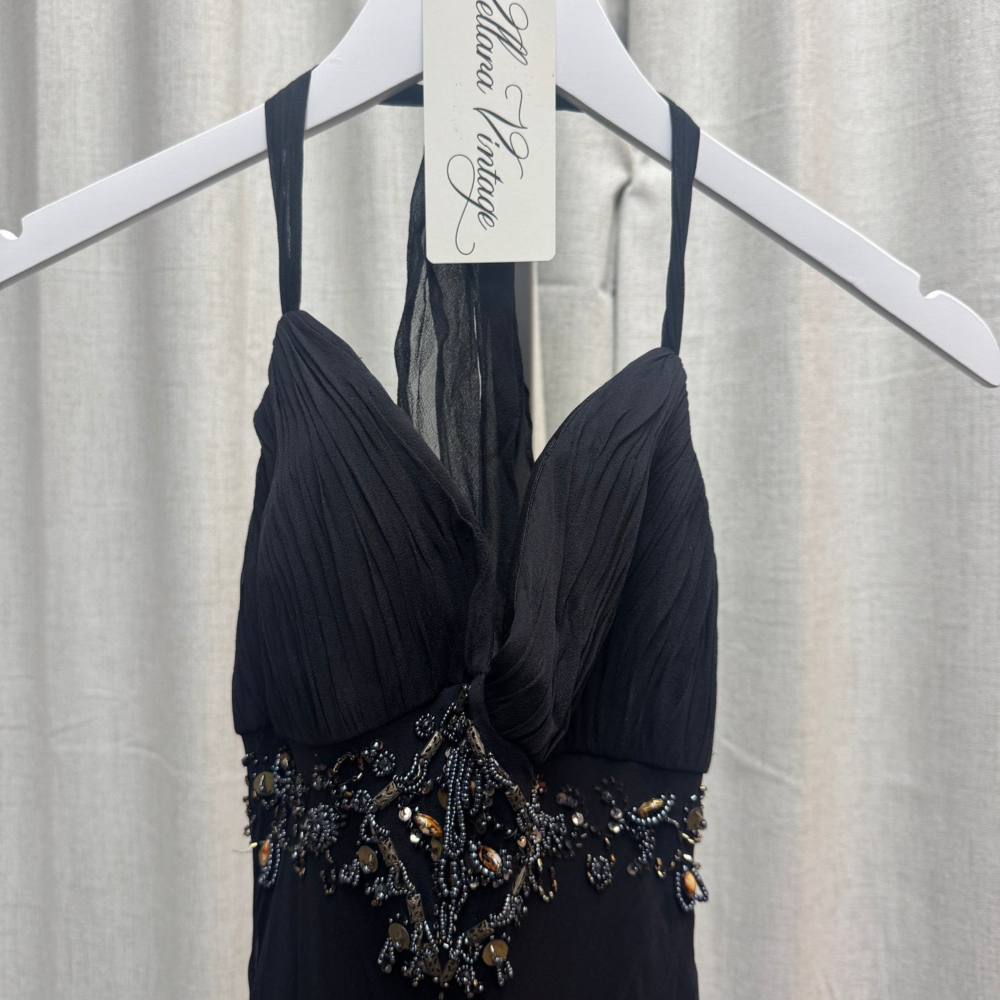 Faust France Silk Black & Orange Butterfly Maxi Dress