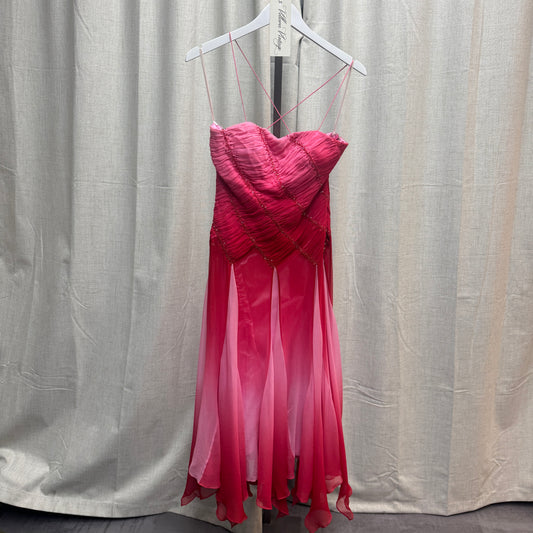 YVE London Silk Pink Ombre Beaded Maxi Dress