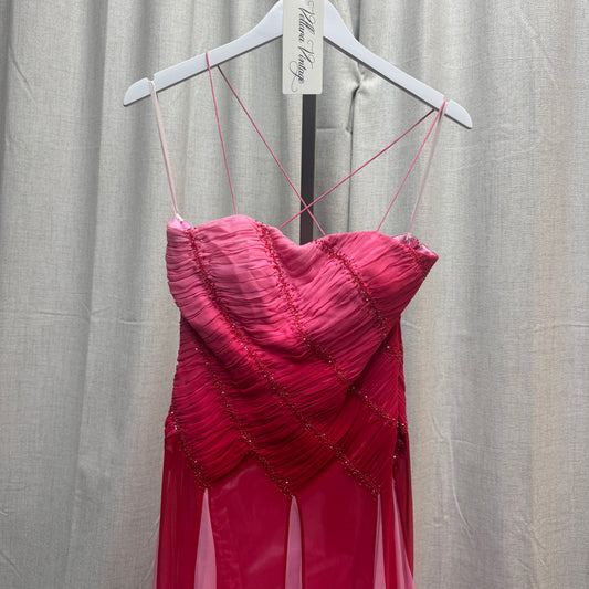 YVE London Silk Pink Ombre Beaded Maxi Dress