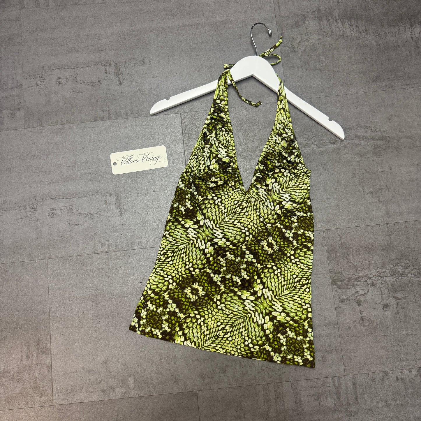 Just Cavalli Green Abstract Halter Top