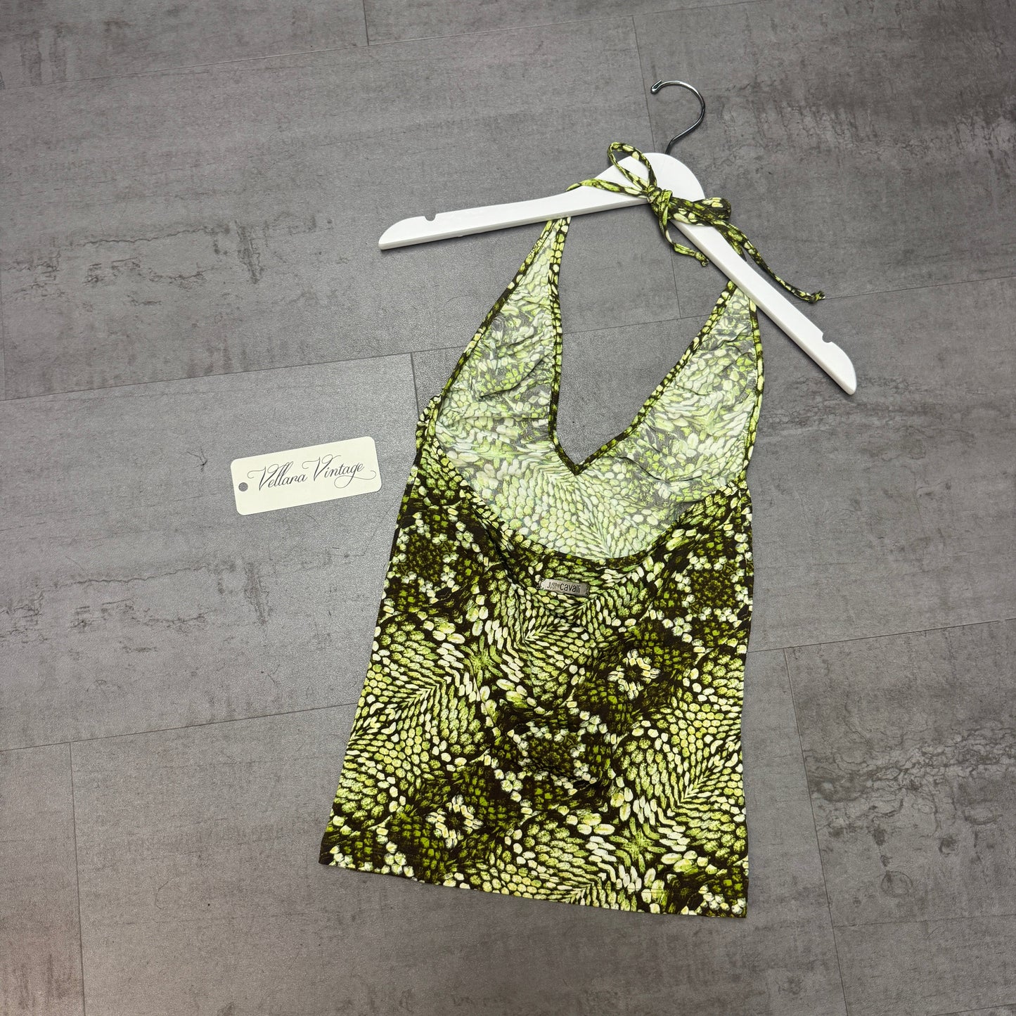Just Cavalli Green Abstract Halter Top