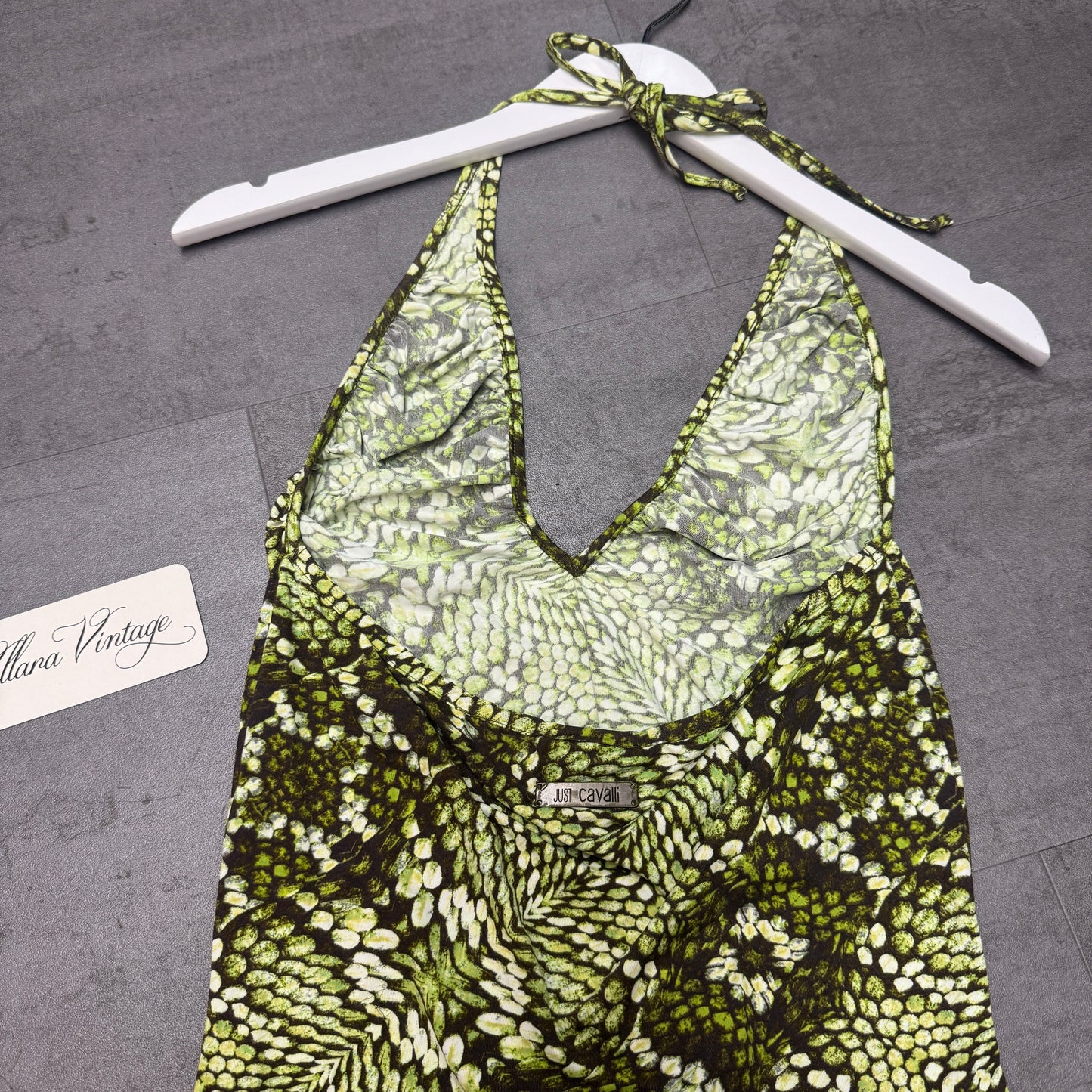 Just Cavalli Green Abstract Halter Top