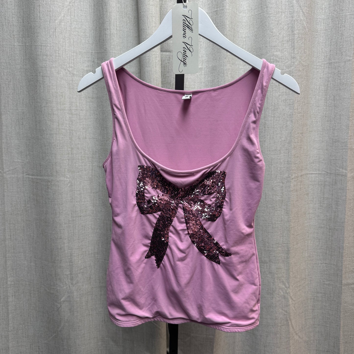 Moschino Pink Sequin Bow Tank Top