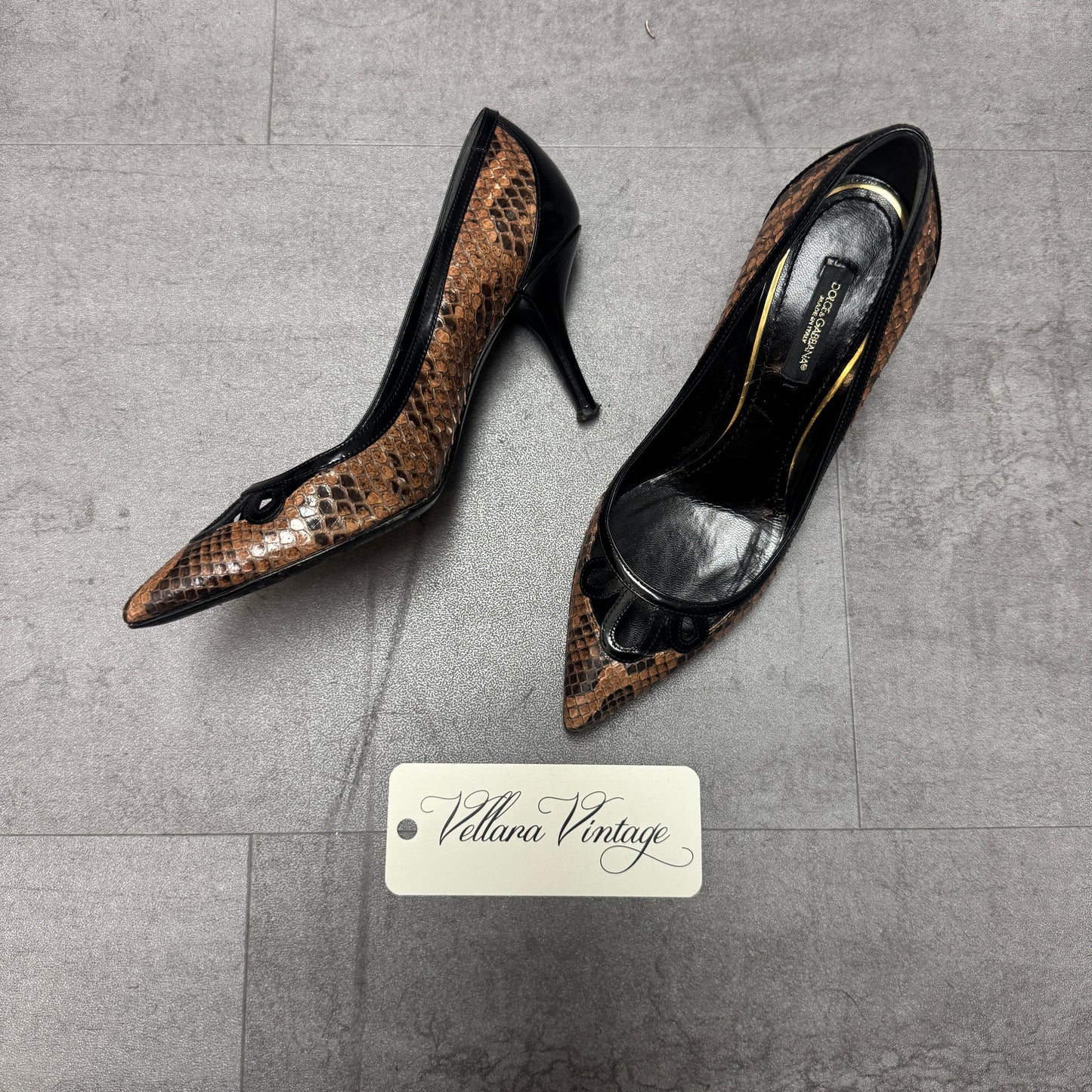 Dolce & Gabbana Brown Python Point-Toe Heels