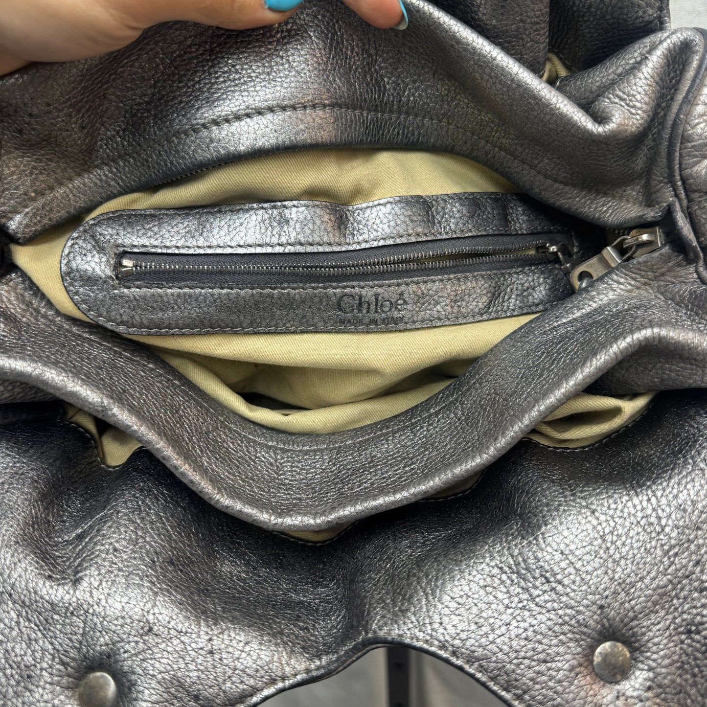 Chloé Silver Leather Silverado Bag