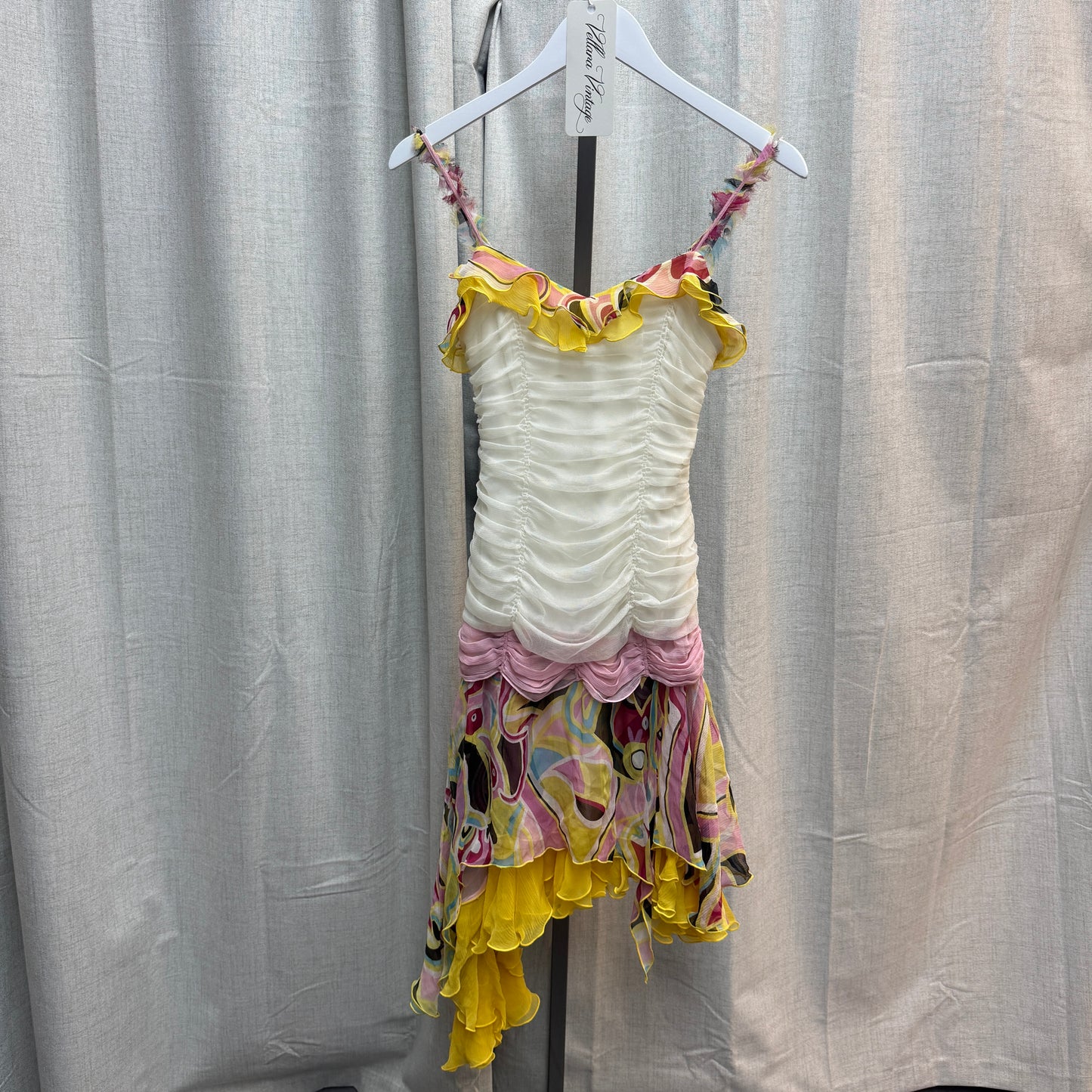 Nina Austin Silk Ruffled Multicolor Midi Dress
