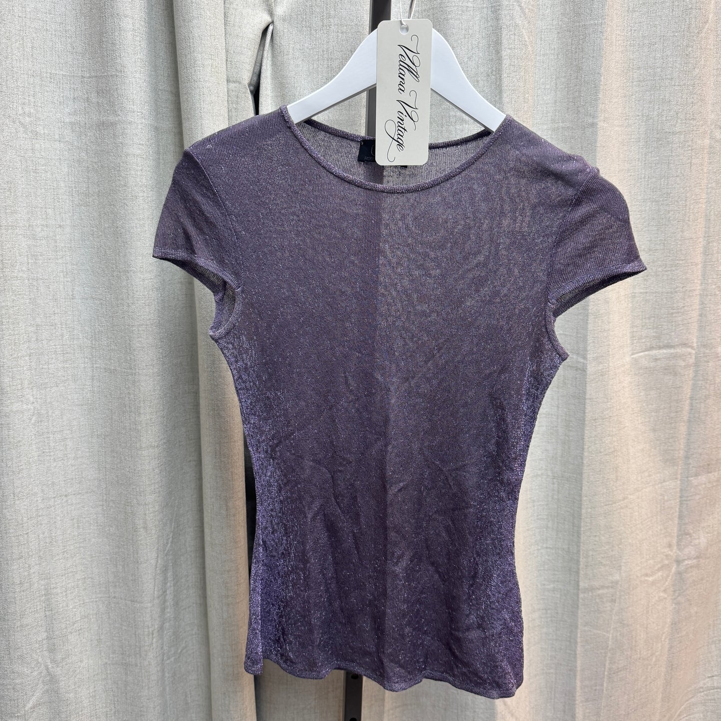 Class by Roberto Cavalli Shimmery Purple Short Sleeve Top