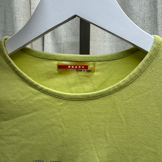 Prada Green Bedazzled Cropped Short Sleeve Tee
