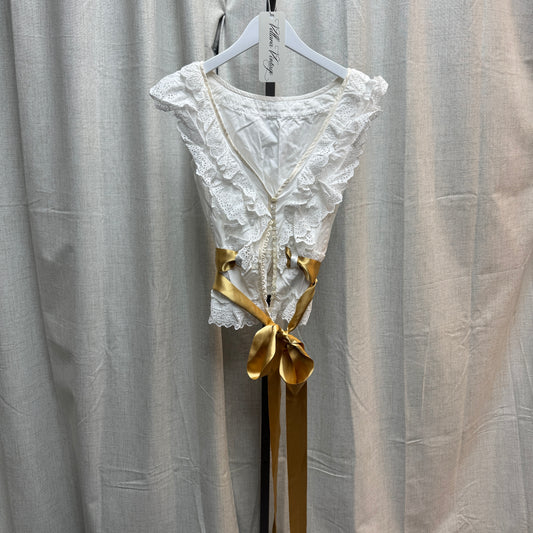 Dolce & Gabbana S/S 2006 White Buttoned Top with Gold Ribbon
