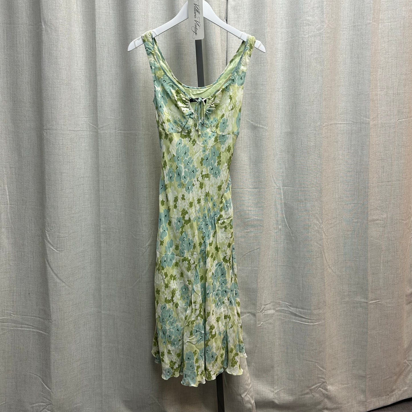 Green and Blue Floral Midi Dress
