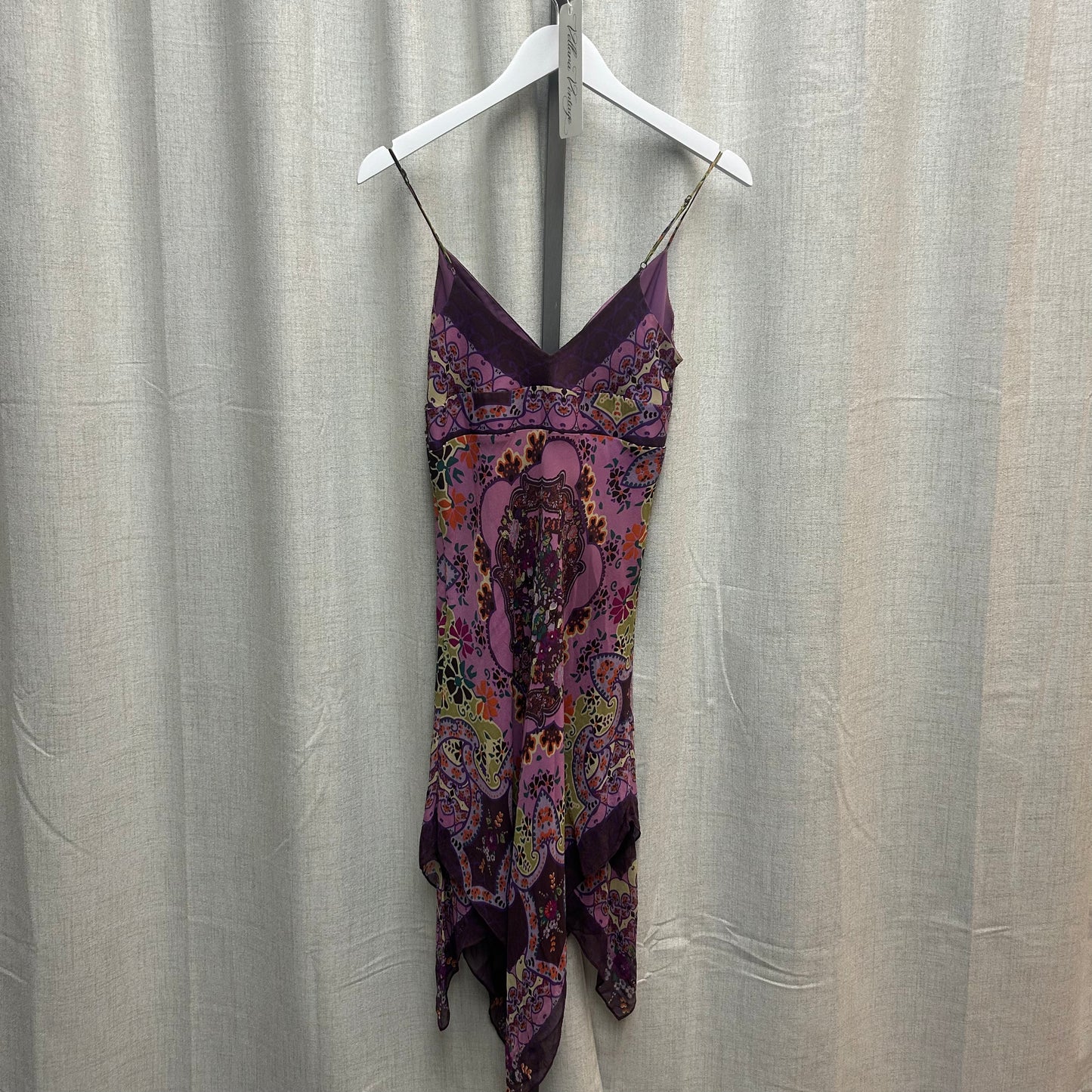 Alain Manoukian Purple Silk Bandana Abstract Midi Dress