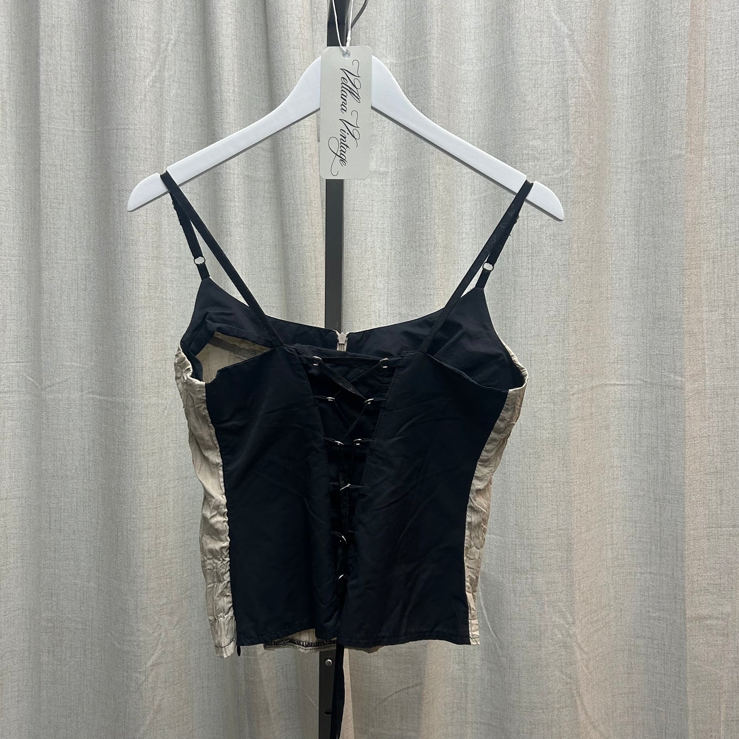 Tan Patterned Corset-Style Tank Top