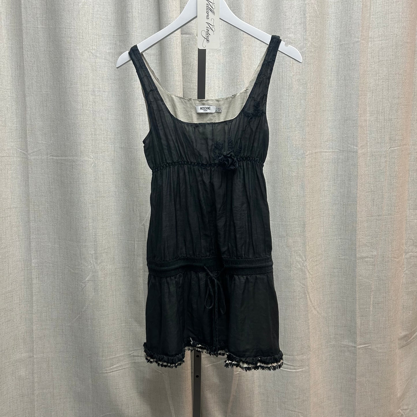 Moschino Rosette Tie Black Mini Dress
