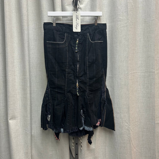 Marithe Francois Girbaud Black Patterned Midi Skirt