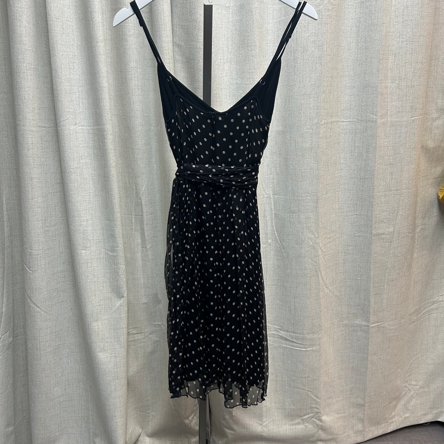 Polka Dot Silk V-Neck Tie Belt Midi Dress