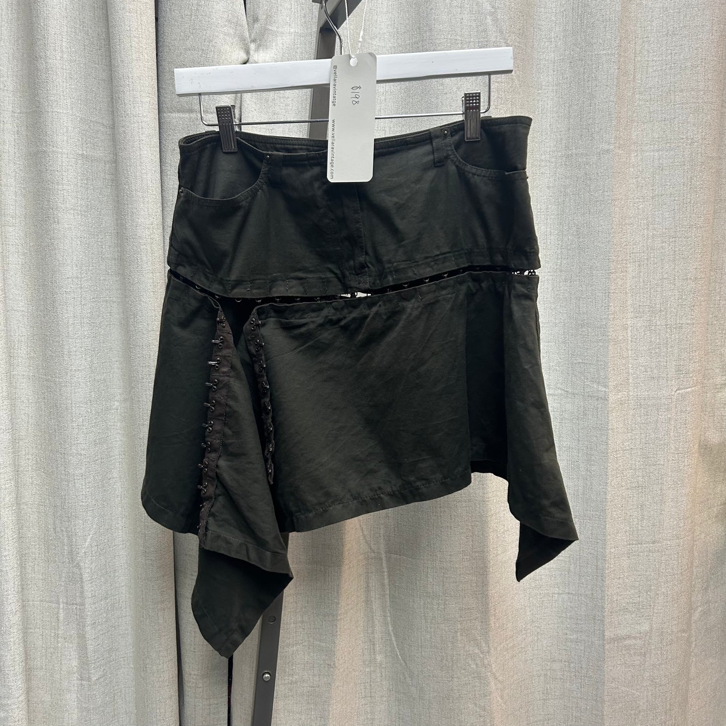 Plein Sud Black Eyelet Hook Asymmetrical Skirt