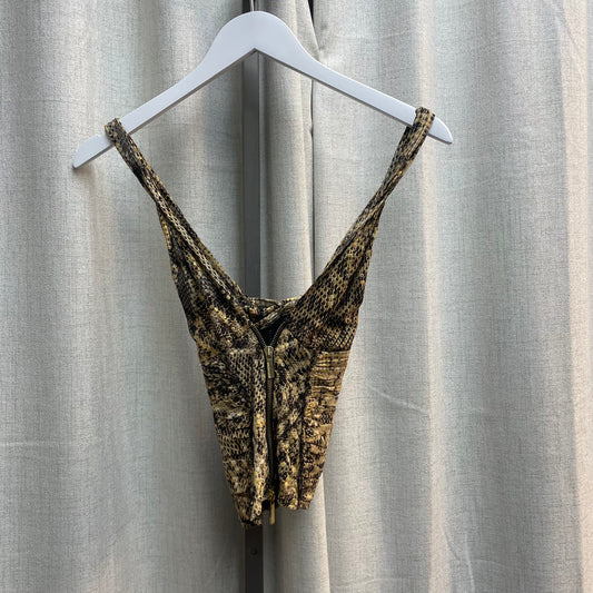 Roberto Cavalli Silk Snakeskin Pattern Racerback Tank Top