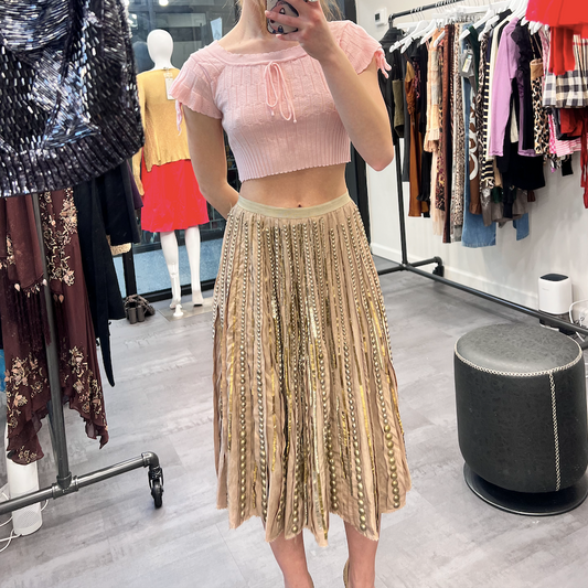 Oscar de la Renta Beaded Midi Skirt