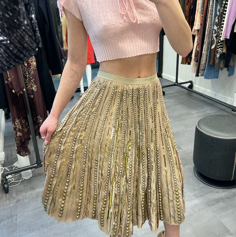 Oscar de la Renta Beaded Midi Skirt